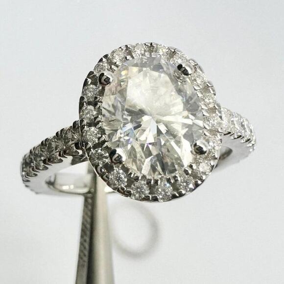 Moissanite Engagement Ring Oval Cut GRA Certified Wedding Brilliant 18K Size 5.5 - Picture 8 of 15